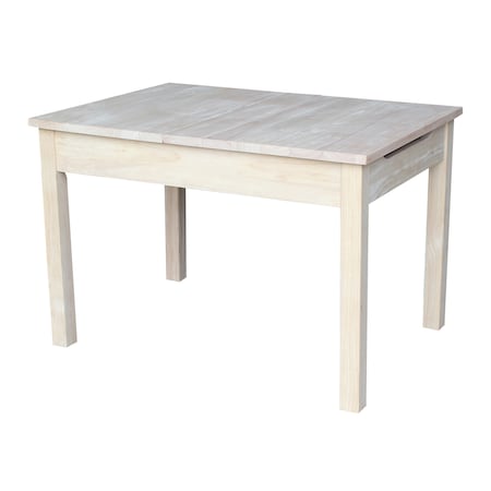 International Concepts Rectangle Table with Lift Up Top For Storage, 33.1 W, 24 L, 22.2 H, Wood, Unfinished JT-2532L